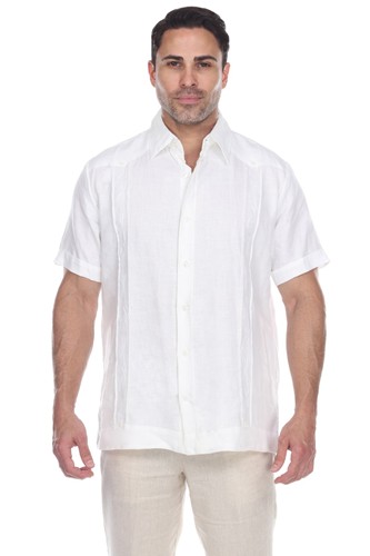 Havana Shirt For Men, 100% Linen, in White, Short Sleeve