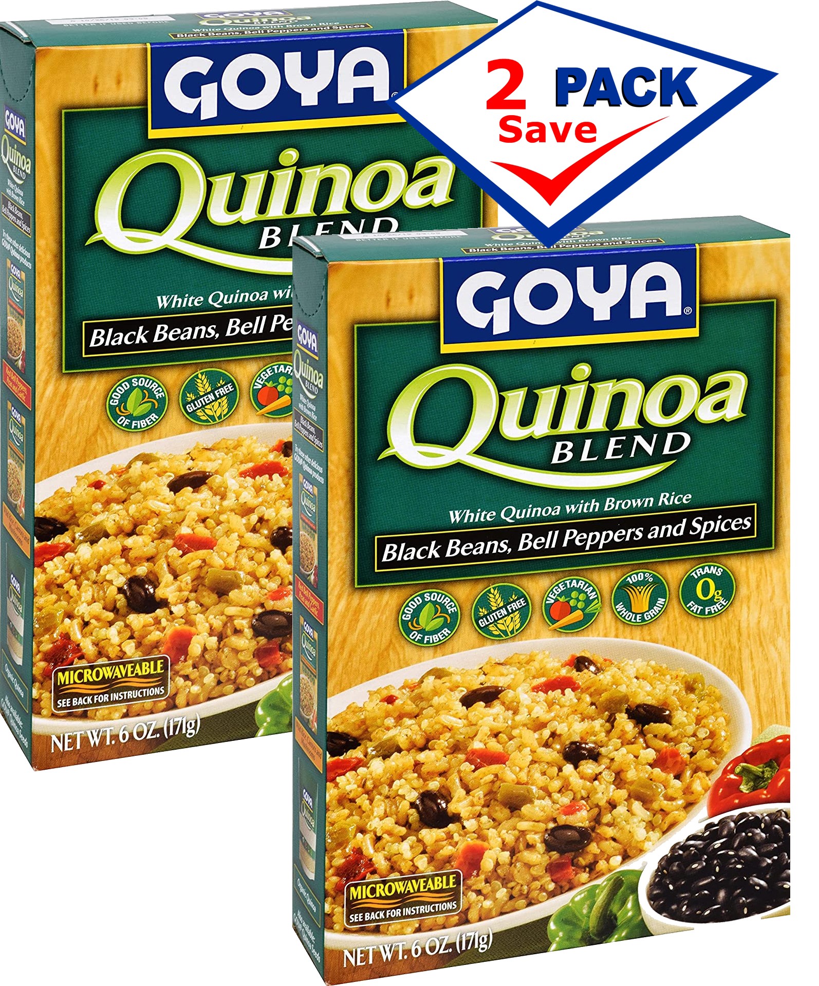 Goya Quinoa Blend with Black Beans , Bell Peppers and Spices 6 oz Pack Of 2
