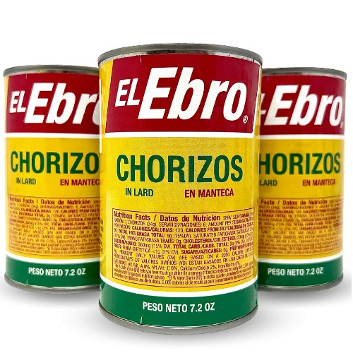 El Ebro chorizos in lard. 7,2 oz cans. Pack of 3.
