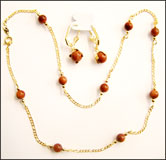 Venturine Necklace And Earings Set. Gold Filled