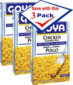 Goya Chicken Flavored Rice with Vermicelli & Seasoning 8 Oz Pack of 3