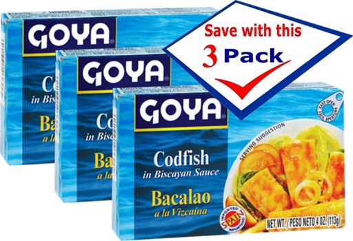 Goya Codfish  Bacalao in Biscayan Sauce 4 Oz Pack of 3