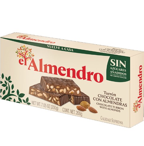 El Almendro Turron Chocolate Con Almendras Sin Azucar 7.05 oz