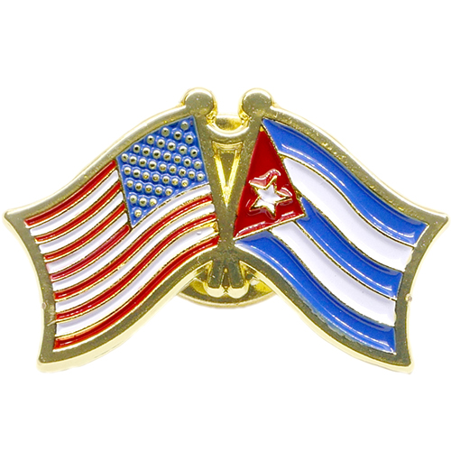 American & Cuba Flags Pin 1" 