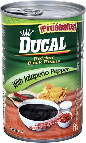 Ducal Refried Black Beans With Jalapeno Pepper 15oz