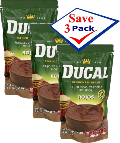 Ducal Refried Red Beans 8oz Pack of 3