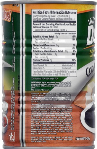 Refried Blacks Beans With Cheese 15 oz Pack of 3
