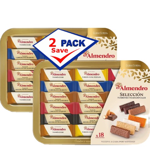 Christmas Traditional Turron Selection by El Almendro 14.10 Oz Pack of 2