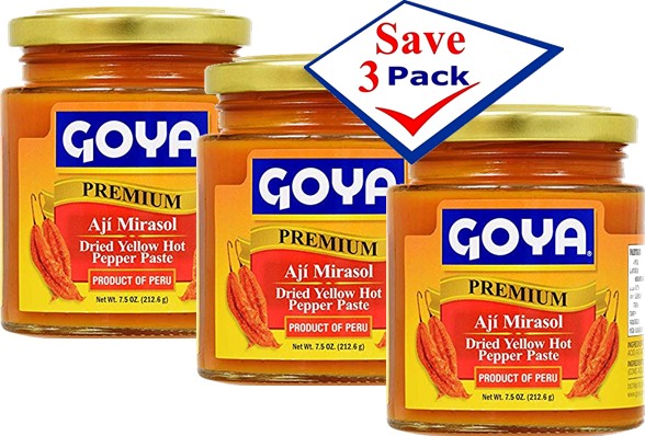 Goya Dried Yellow Hot Pepper Paste 7.5Oz Aji Mirasol Pack Of 3