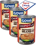 Refried Pinto Chipotle Beans By Goya 16 oz Pack of 3