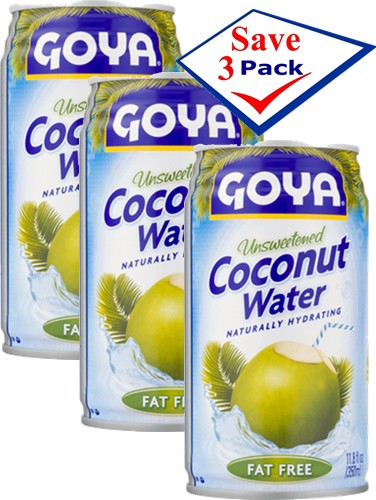 Goya Coconut Water Fat Free Unsweetened 11.8oz Pack of 3