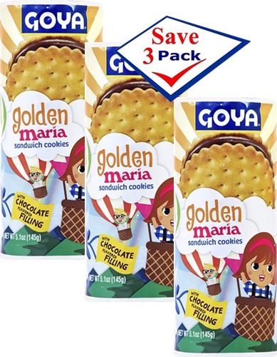 Goya Golden Maria Sandwich Cookies 5.1 Oz Pack of 3