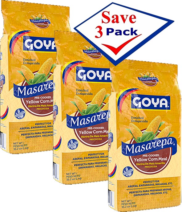 Goya Masarepa Yellow Corn Meal 35.2 oz Pack of 3
