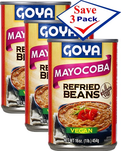 Mayocoba Refried Beans By Goya 16 oz Pack of 3