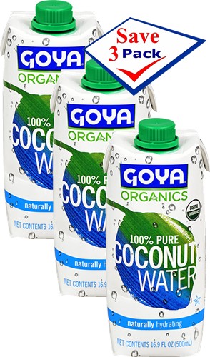 Goya Organics 100% Pure Coconut Water 16.9 oz Pack of 3