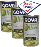 Goya Olives Stuffed with Serrano Ham  5.25 oz Pack of 3