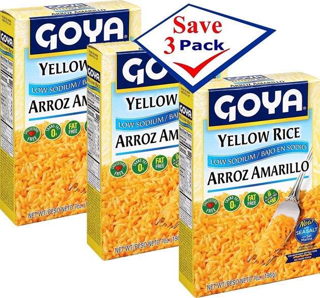 Goya Yellow Rice Low Sodium 7oz Pack of 3 CUBANFOODMARKET.COM