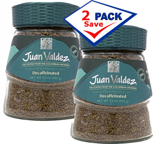 Juan Valdez Freeze Dried  Decaffeinated  Instant Coffee 3.5 oz Pack of 2