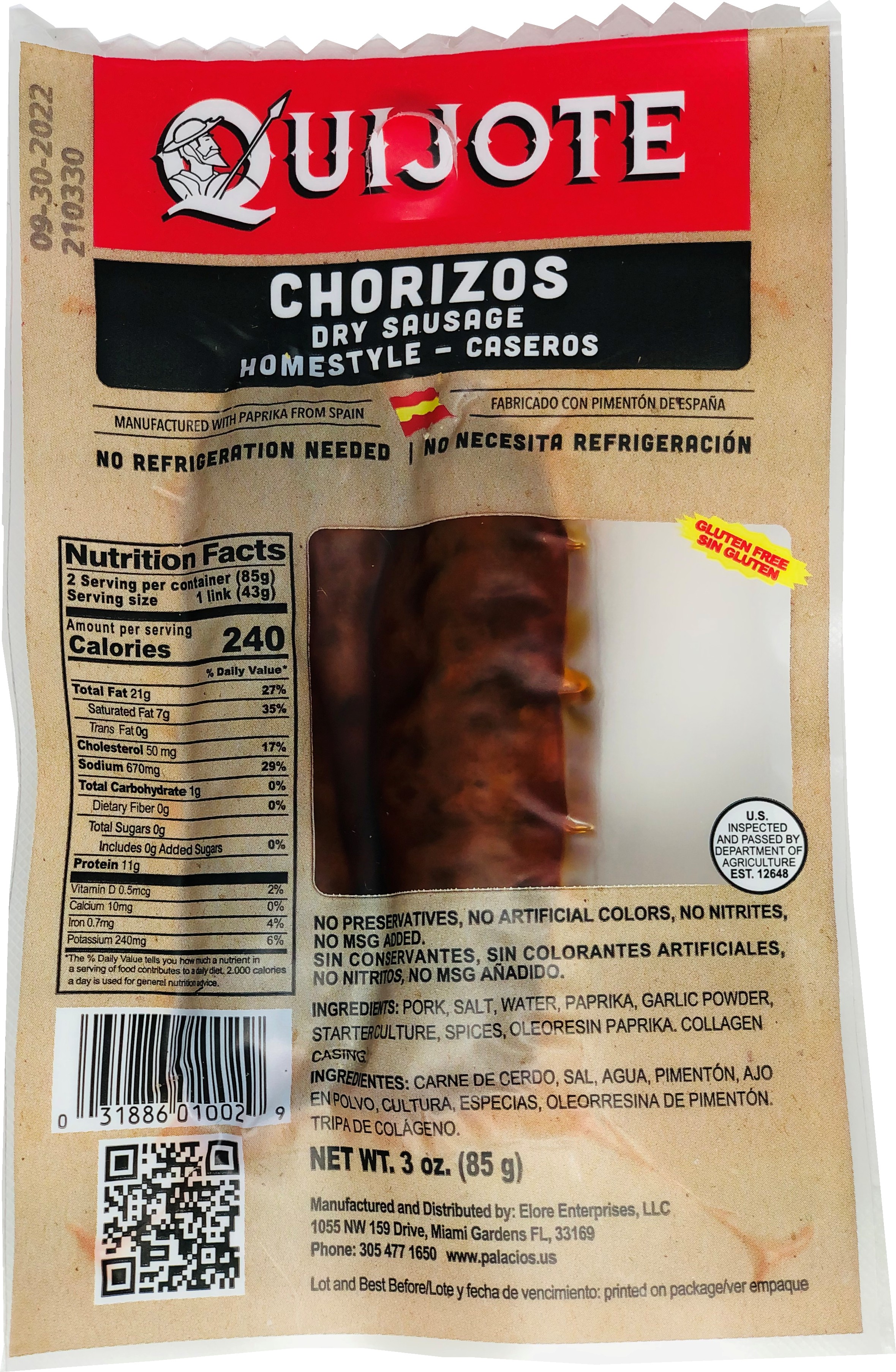Chorizos Caseros Quijote 3 oz.