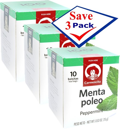 Carmencita Peppermint Tea,  Menta Poleo 10 Bags Pack of 3