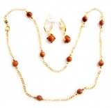 Venturine Necklace And Earings Set. Gold Filled