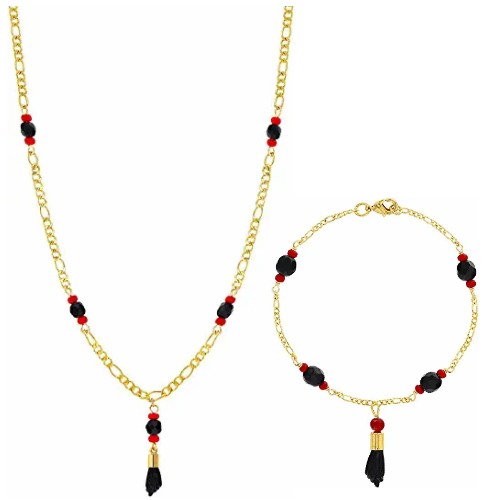 Azabache bracelet and pendant set. Gold Filled: CUBANFOODMARKET.COM