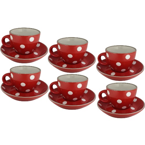 Demitasse in Red  6-cup Set with Matching Plates