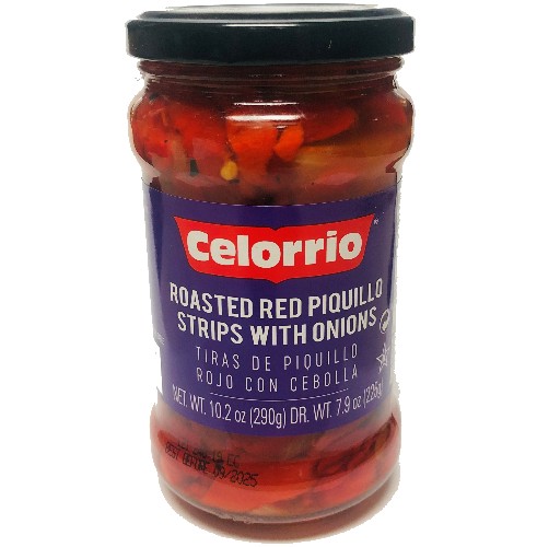 Celorrio Roasted Red Piquillo Strips With Onions 10.2 oz