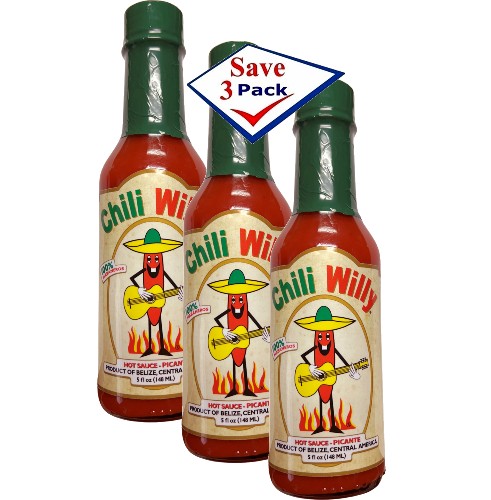 Chili Willy hot sauce from Belize. 5 oz Pack of 3