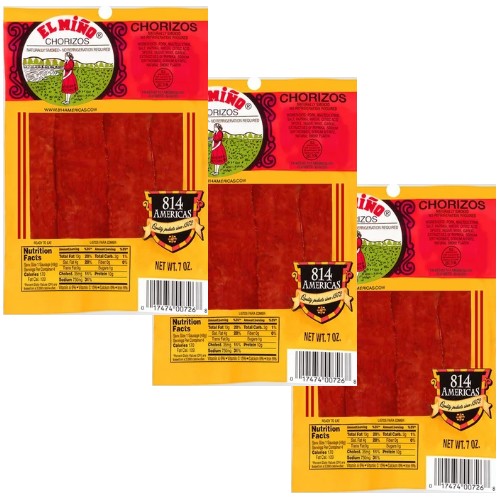 Chorizos El Miño 7 oz. (4 Chorizos for pack).Pack of 3