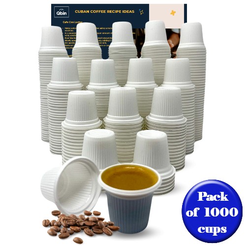 Economy disposable mini cups for Cuban coffee. 1000 cups. 3/4 Oz capacity.