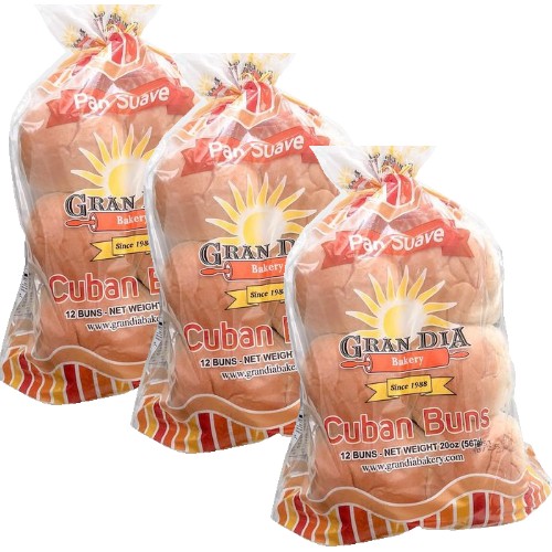 Cuban Buns 12 units per pack 20 oz Pan Suave Pack of 3