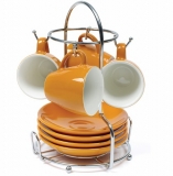 IMUSA 8 Piece Espresso Set with Rack Orange