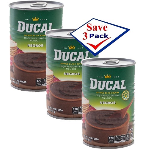 Ducal Refried Black Beans 15 oz Pack of 3