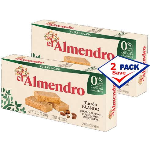 El Almendro Turron Jijona (Blando) NO SUGGAR 7.05 oz Pack of 2