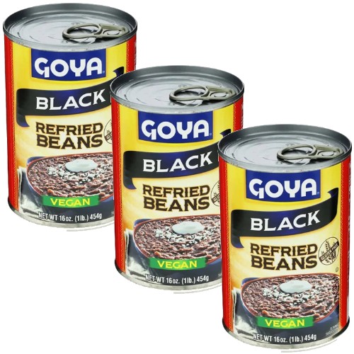 Goya Black Refried Beans 16 oz Pack of 3
