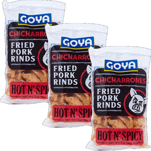 Goya Chicharrones – Fried Pork Rinds Hot N’ Spicy 3 oz Pack of 3