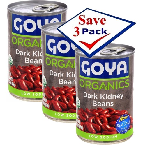 Goya Organics Dark Kidney Beans 15.5 oz Pack of 3