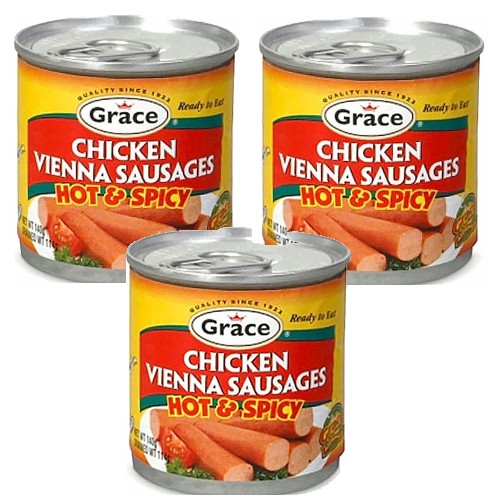 Grace Chicken Vienna Sausages Hot and Spicy 5 oz Pack of 3