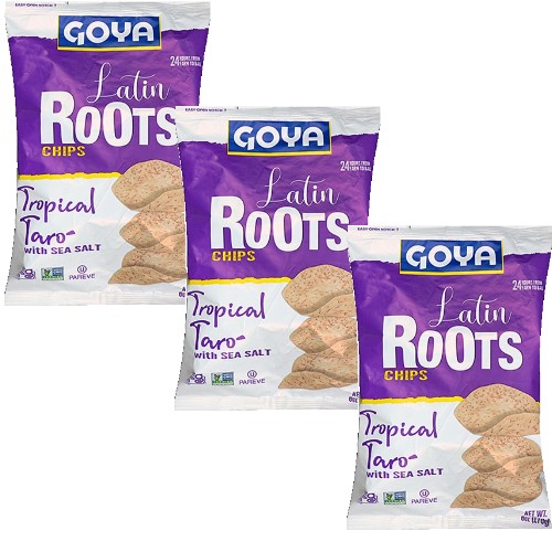 Goya Latin Roots Chips Tropical Taro -Malanga- With Salt 6 oz Pack of 3