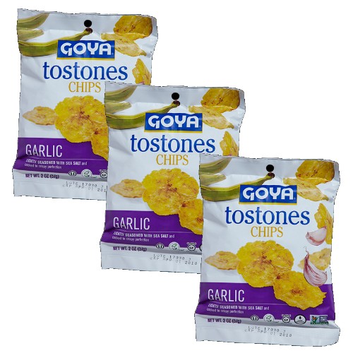 Goya Tostones Chips Garlic 2 oz Pack of 3