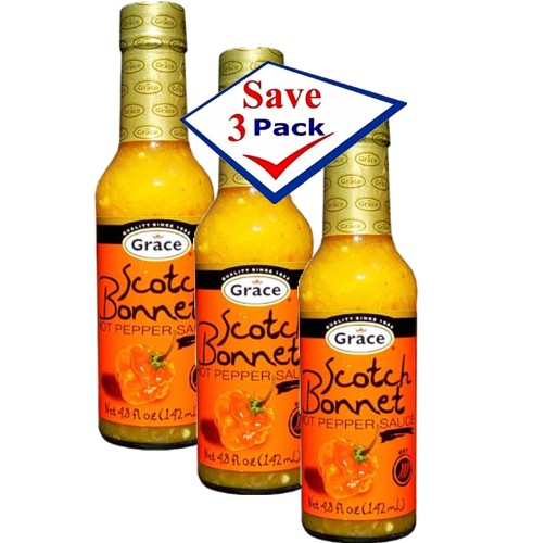 Grace Scotch Bonnet Hot Pepper Sauce 4.8 oz Pack Of 3