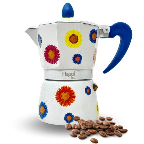 Stove Top 3 Espresso Cup Coffee Maker Flower Deigns