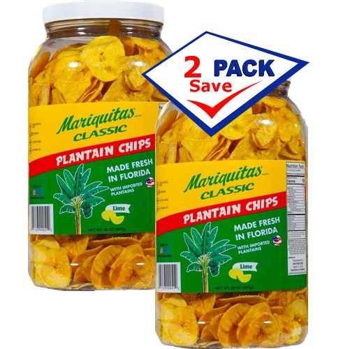 Mariquitas Plantain Chips Lime Flavor 20 oz Pack of 2