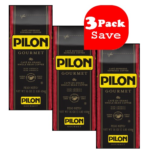 Pilon Gourmet Whole Bean 1 lb Pack of 3