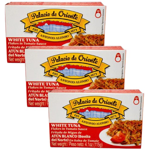 Palacio de Oriente White Tuna Flakes in Tomato Sauce 4.1 oz Pack of 3