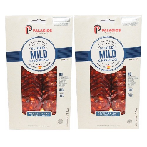 Palacios Authentic MILD Chorizo Sliced for Tapas 3.5 oz Pack of 2