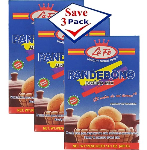 La Fe Pandebono Bread Mix 14.1 oz Pack of 3