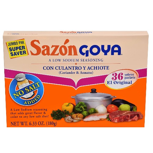 Sazon Goya Low Sodium Seasoning with Coriander & Annatto 6.33 oz Jumbo PACK
