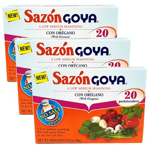 Sazon Goya Low Sodium Seasoning with Oregano 3.52 Oz Pack of 3